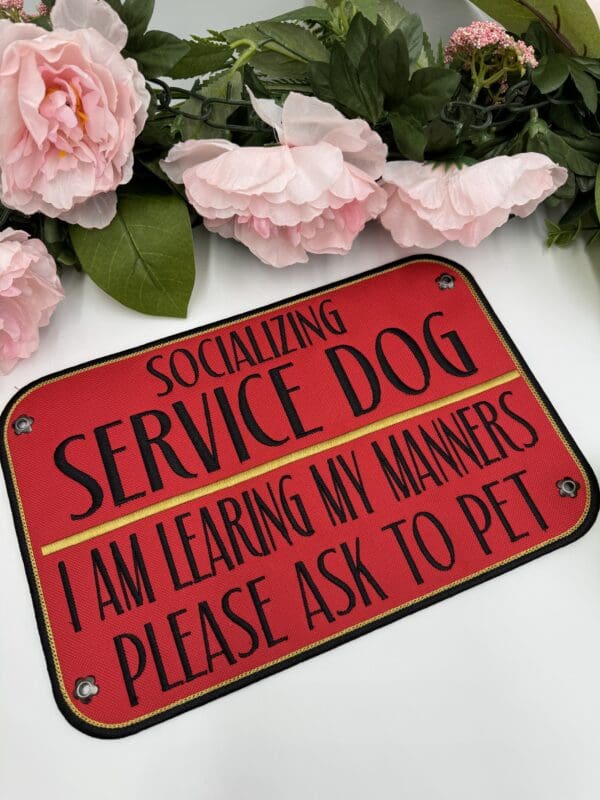 Red canvas Stroller sign